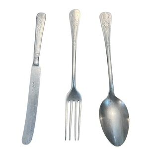 Vintage‎ Miniature Set Knife Spoon Fork ALUMINUM GERMANY SILVERWARE